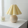 Vintage Ceramic Mushroom Table Lamp with Elegant Knife Pleat Linen Shade