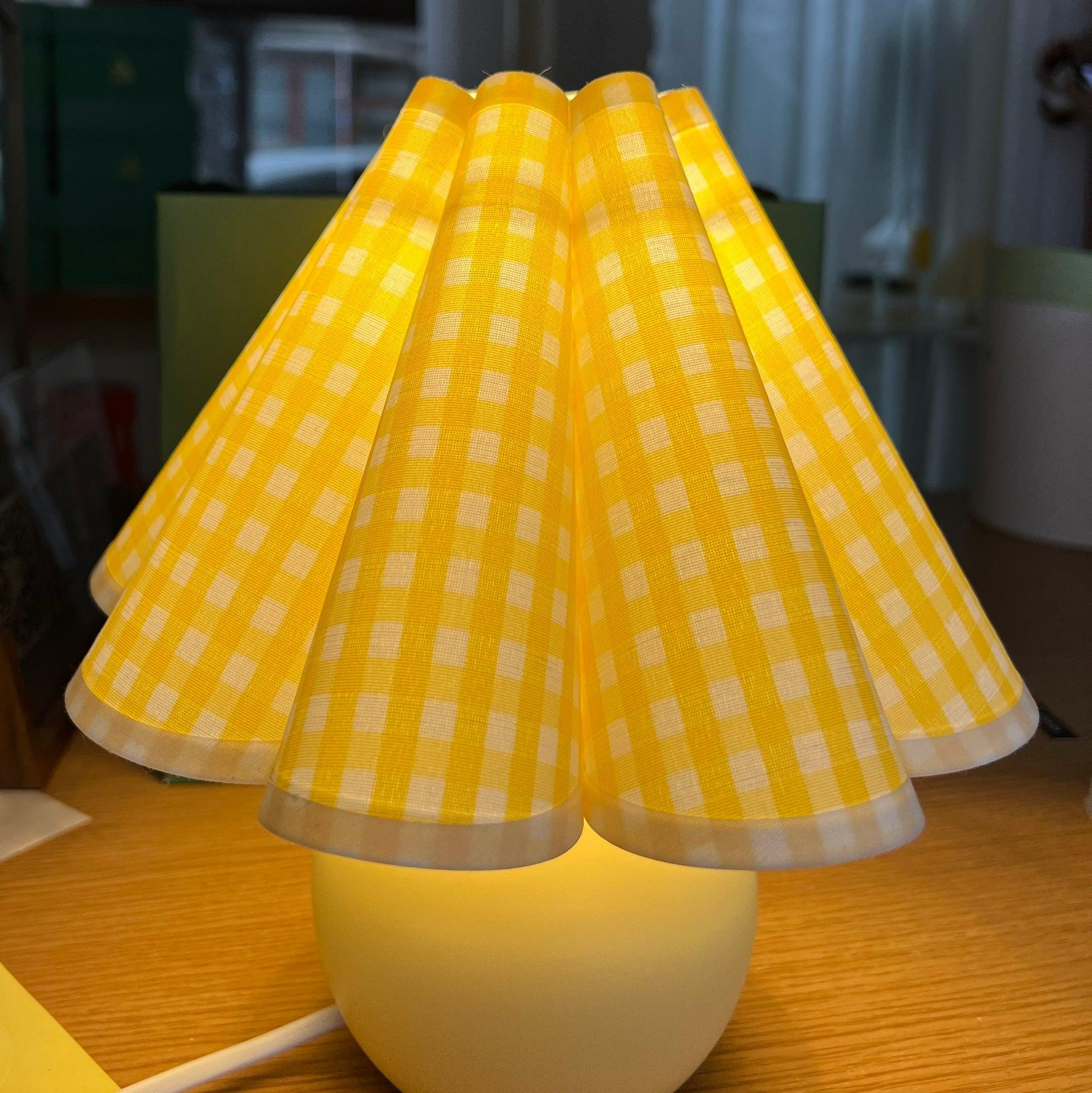 Vintage Ceramic Mushroom Table Lamp with Elegant Knife Pleat Linen Shade