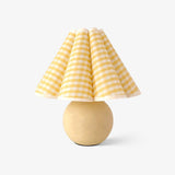 Vintage Ceramic Mushroom Table Lamp with Elegant Knife Pleat Linen Shade