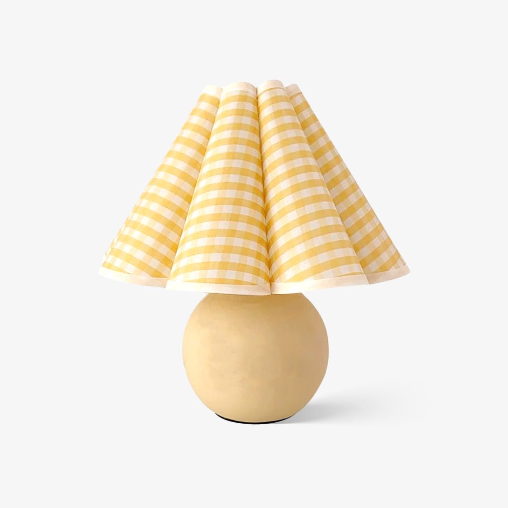 Vintage Ceramic Mushroom Table Lamp with Elegant Knife Pleat Linen Shade