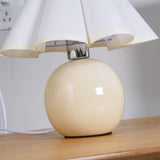 Vintage Ceramic Mushroom Table Lamp with Elegant Knife Pleat Linen Shade