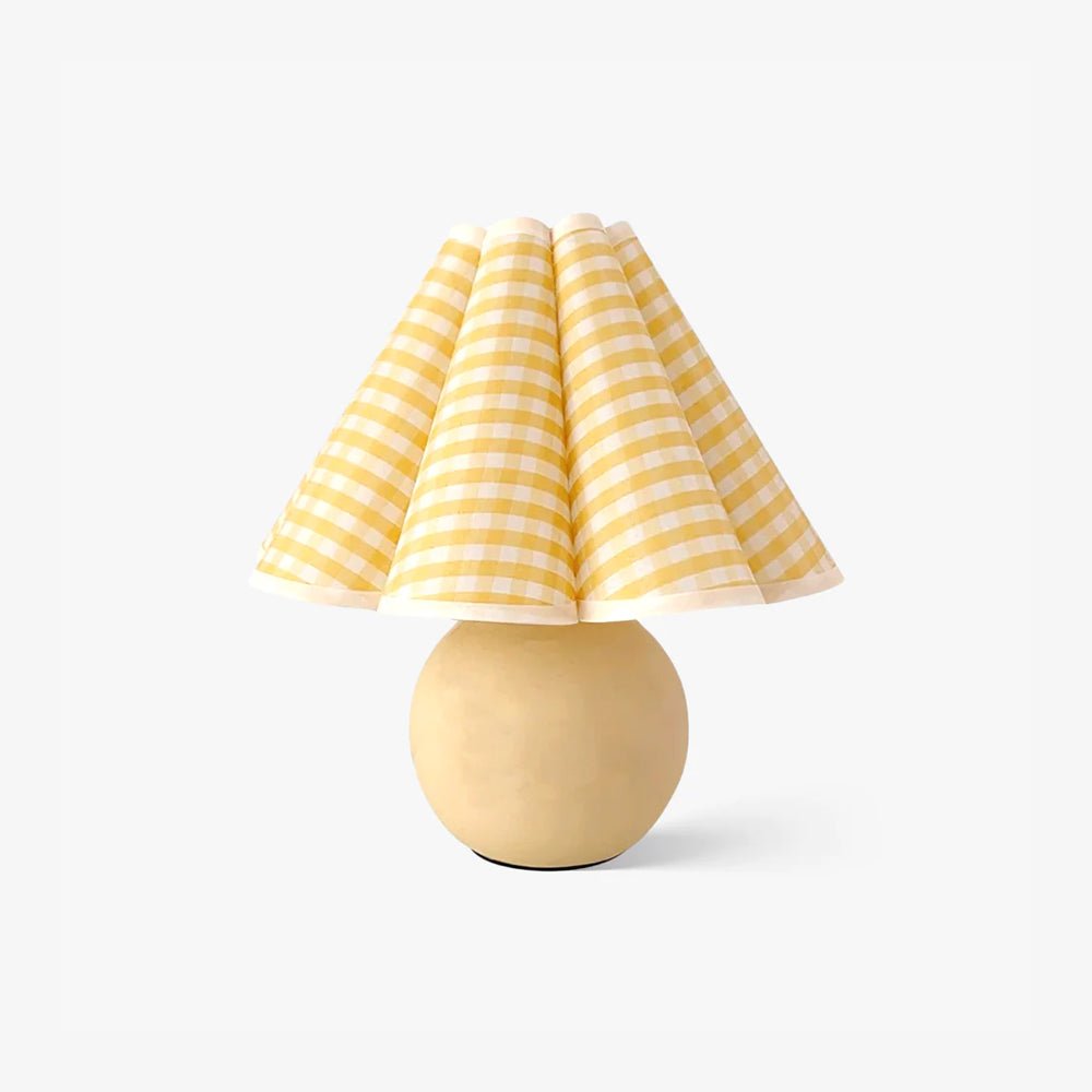 Vintage Ceramic Mushroom Table Lamp with Elegant Knife Pleat Linen Shade