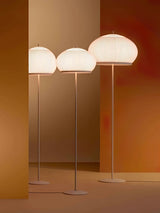 Modern Lantern Knit Floor Lamp with Dimmable LED Geometric Fabric Shades and Three Color Temperatures