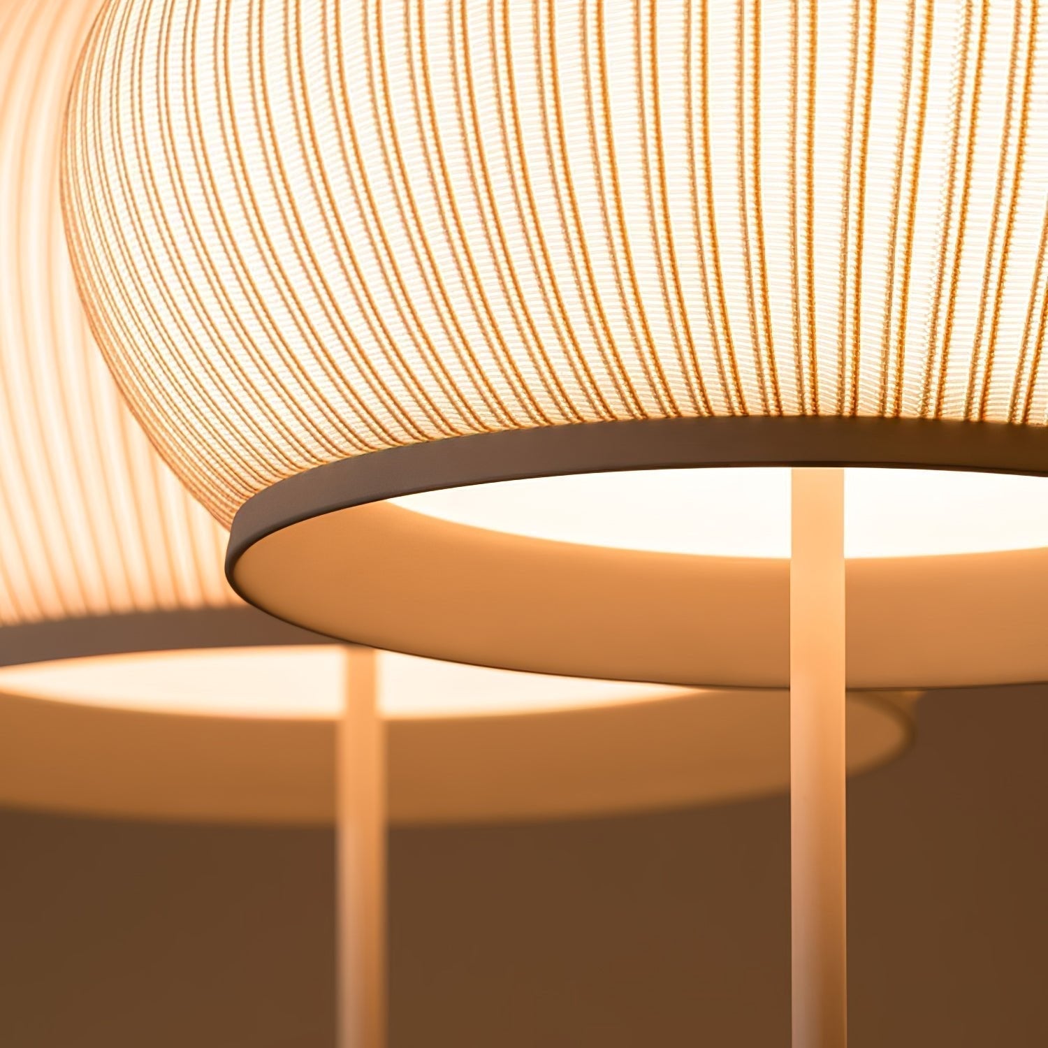 Modern Lantern Knit Floor Lamp with Dimmable LED Geometric Fabric Shades and Three Color Temperatures