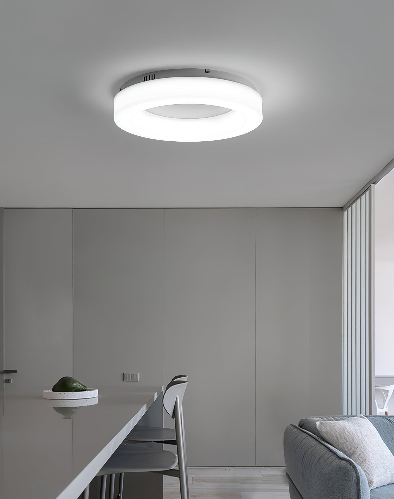 Large White Acrylic Domed LED Flush Mount Ceiling Light for Modern Low Profile Spaces