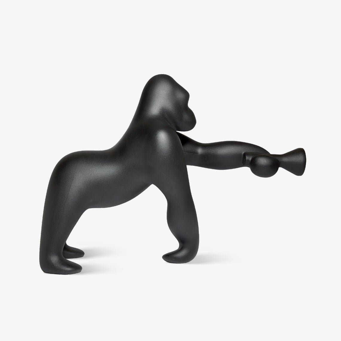 Modern Kong Figurative Monkey Floor Lamp with Adjustable Arm and Matte Black Finish