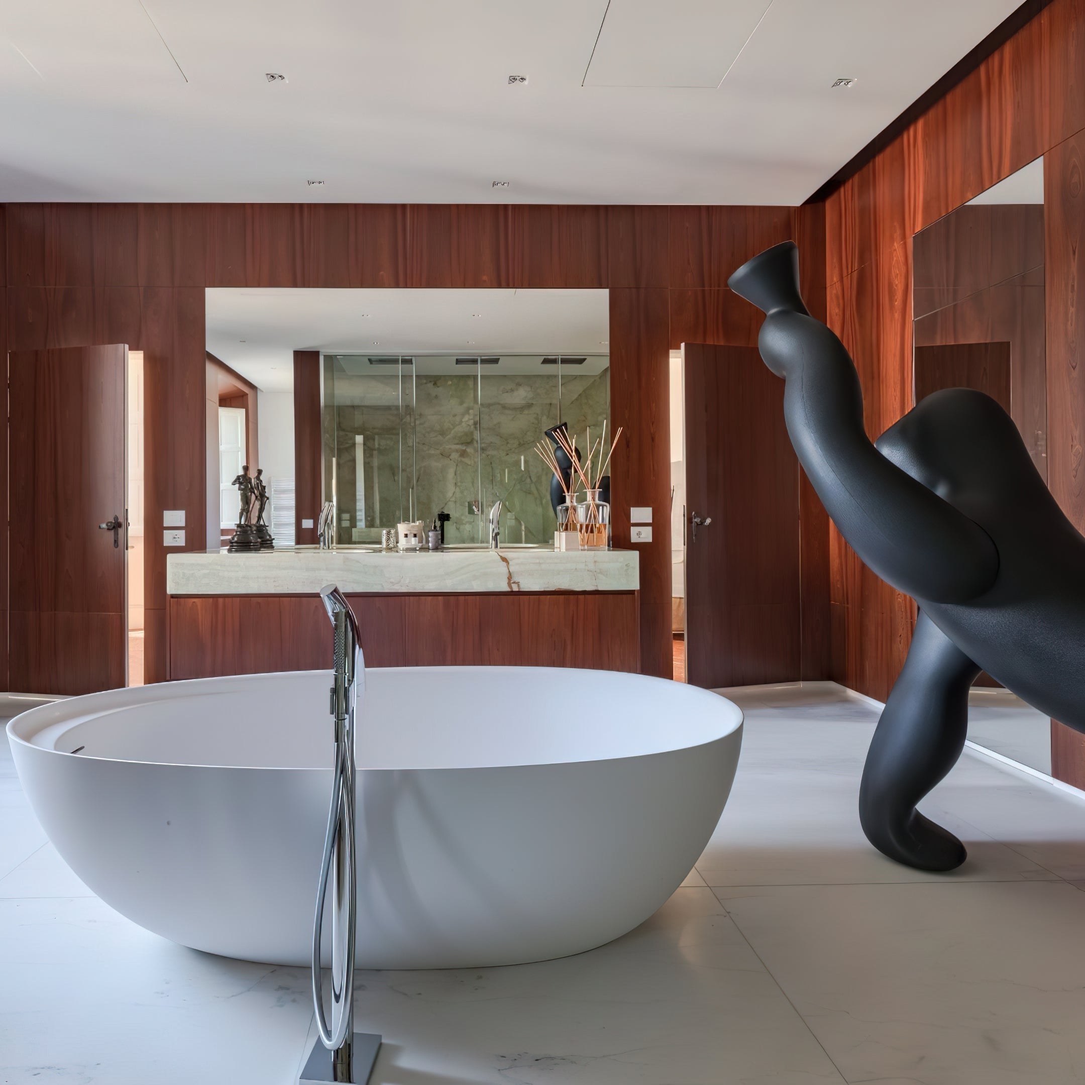 Modern Kong Figurative Monkey Floor Lamp with Adjustable Arm and Matte Black Finish