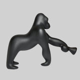 Modern Kong Figurative Monkey Floor Lamp with Adjustable Arm and Matte Black Finish