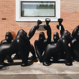 Modern Kong Figurative Monkey Floor Lamp with Adjustable Arm and Matte Black Finish