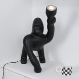 Modern Kong Figurative Monkey Floor Lamp with Adjustable Arm and Matte Black Finish