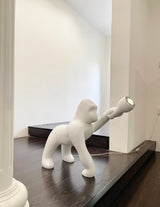 Modern Kong Figurative Monkey Floor Lamp with Adjustable Arm and Matte Black Finish