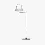 Modern Chrome Prism Geometric Floor Lamp with Adjustable Arm and Glass Shade