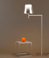 Modern Chrome Prism Geometric Floor Lamp with Adjustable Arm and Glass Shade
