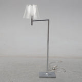 Modern Chrome Prism Geometric Floor Lamp with Adjustable Arm and Glass Shade