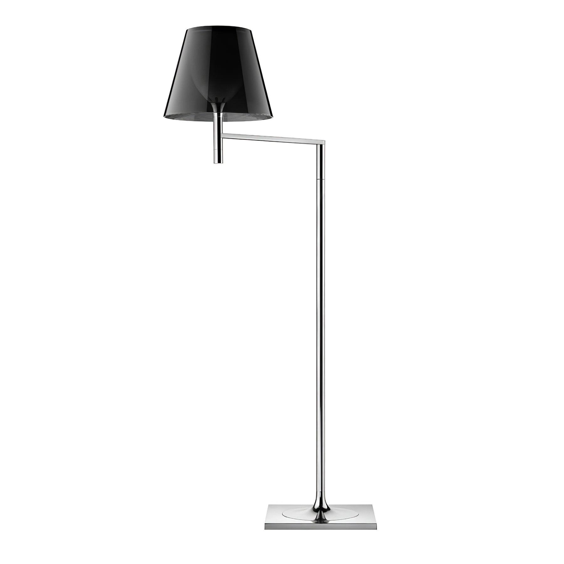 Modern Chrome Prism Geometric Floor Lamp with Adjustable Arm and Glass Shade