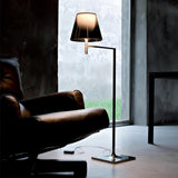 Modern Chrome Prism Geometric Floor Lamp with Adjustable Arm and Glass Shade