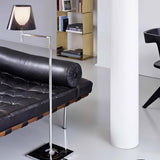 Modern Chrome Prism Geometric Floor Lamp with Adjustable Arm and Glass Shade
