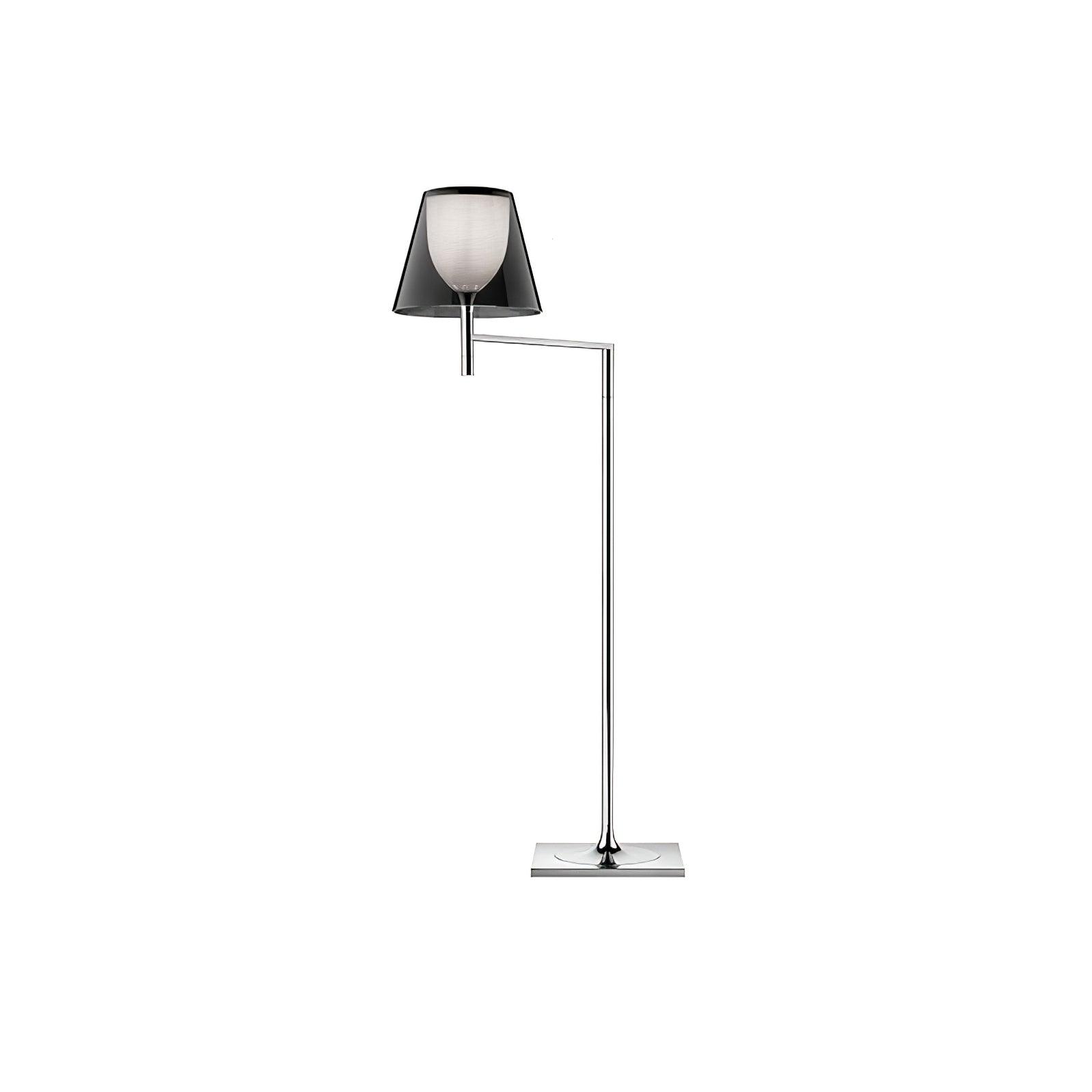 Modern Chrome Prism Geometric Floor Lamp with Adjustable Arm and Glass Shade