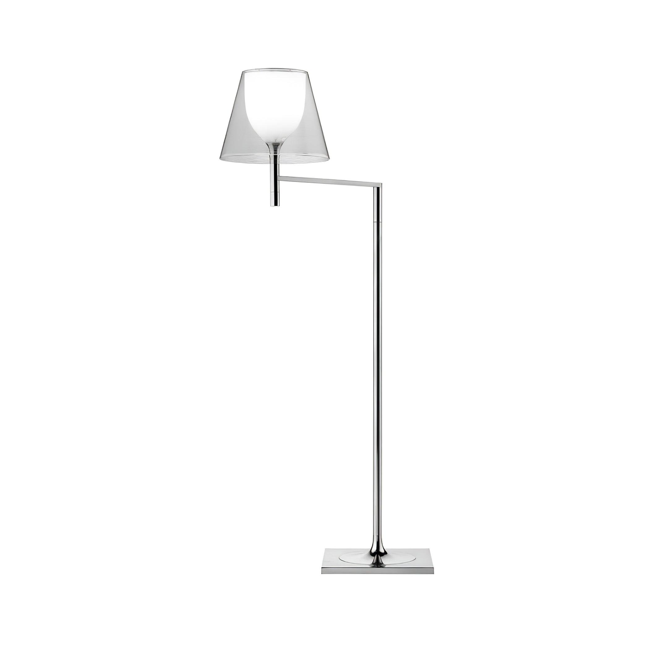 Modern Chrome Prism Geometric Floor Lamp with Adjustable Arm and Glass Shade