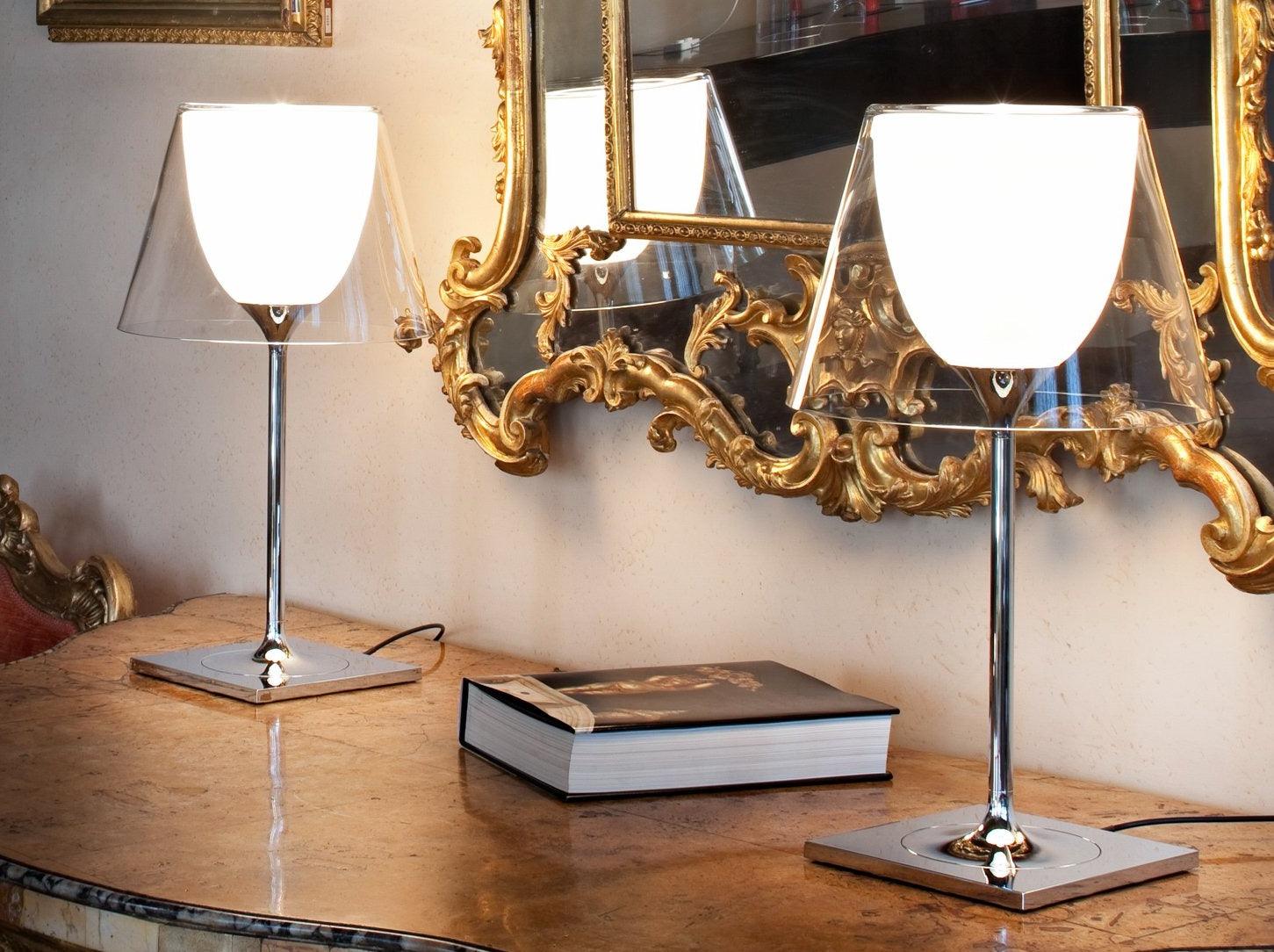 Modern Chrome Prism Table Lamp with Dual Diffuser and Polished Aluminum Base