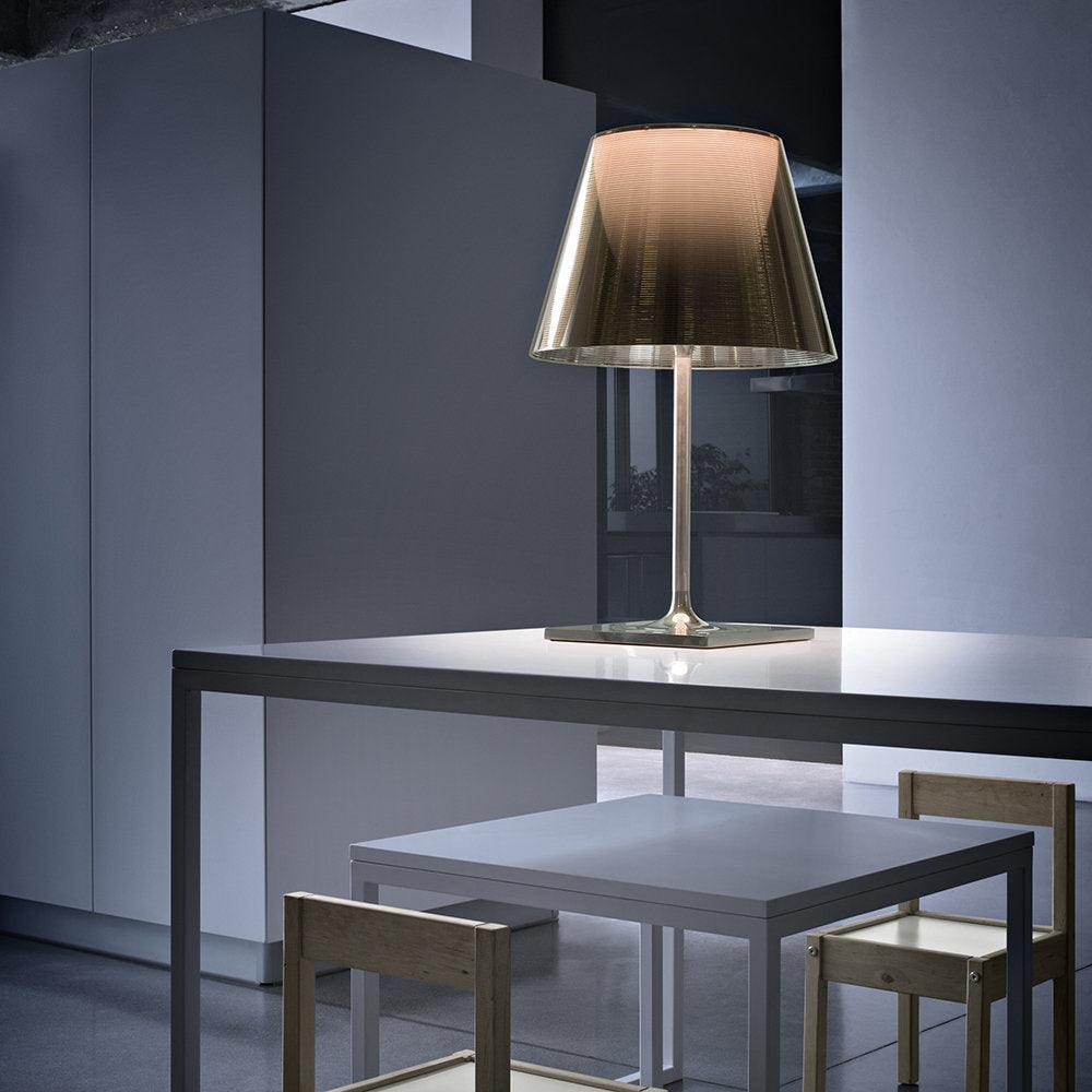 Modern Chrome Prism Table Lamp with Dual Diffuser and Polished Aluminum Base