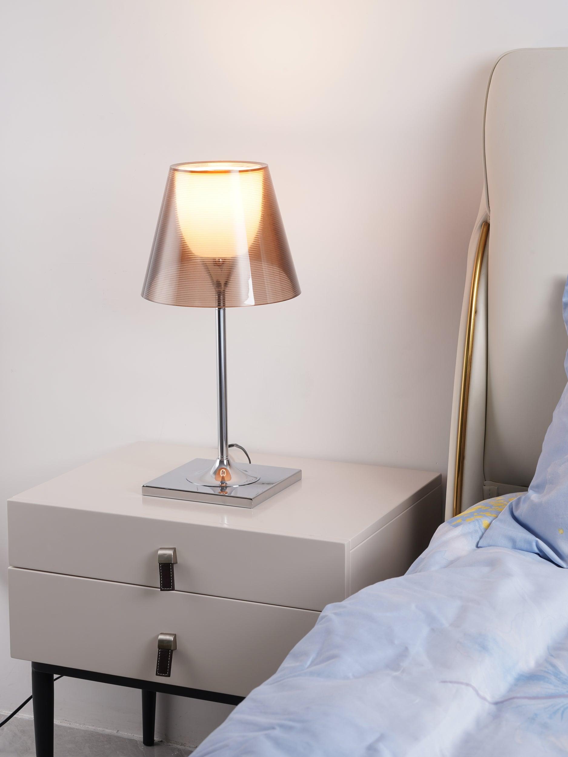 Modern Chrome Prism Table Lamp with Dual Diffuser and Polished Aluminum Base