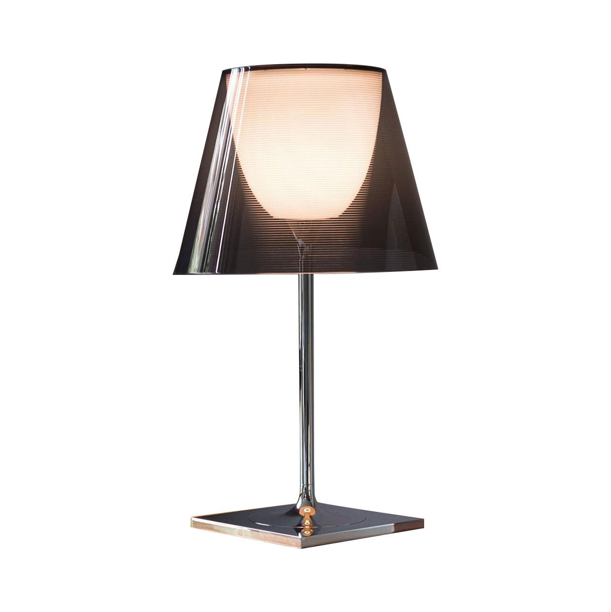 Modern Chrome Prism Table Lamp with Dual Diffuser and Polished Aluminum Base