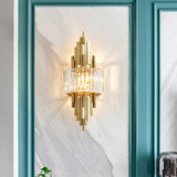 Modern Geometric Crystal Wall Sconce Gold Stainless Steel Luxury Bracket Lamp