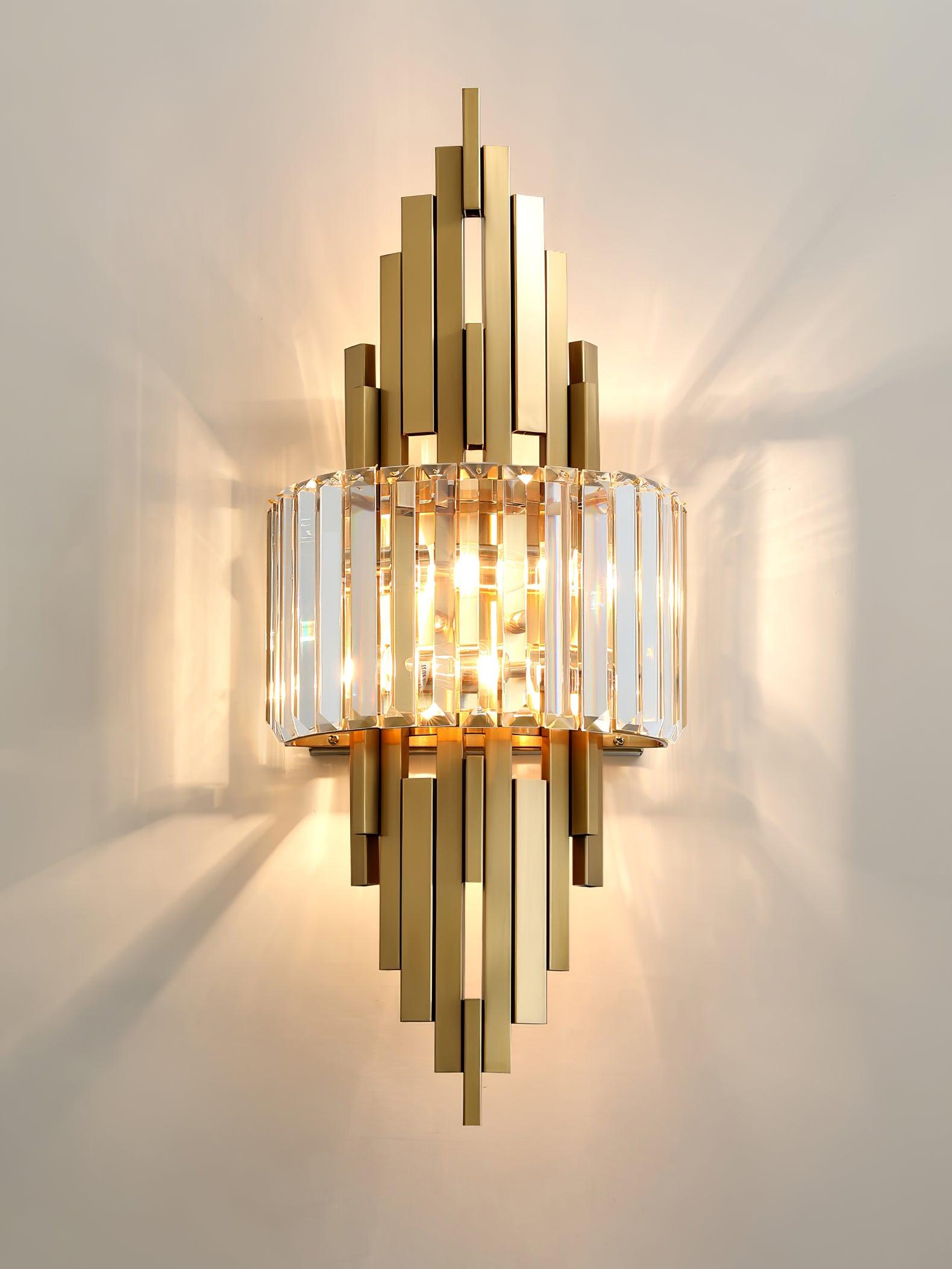 Modern Geometric Crystal Wall Sconce Gold Stainless Steel Luxury Bracket Lamp