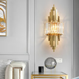 Modern Geometric Crystal Wall Sconce Gold Stainless Steel Luxury Bracket Lamp