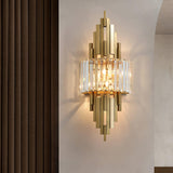 Modern Geometric Crystal Wall Sconce Gold Stainless Steel Luxury Bracket Lamp