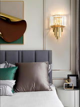 Modern Geometric Crystal Wall Sconce Gold Stainless Steel Luxury Bracket Lamp
