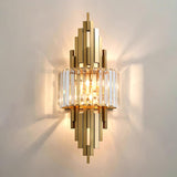 Modern Geometric Crystal Wall Sconce Gold Stainless Steel Luxury Bracket Lamp
