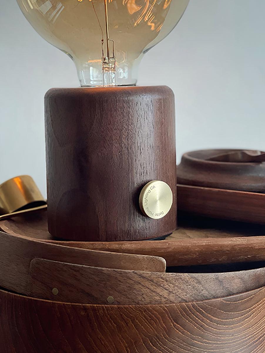 Modern Walnut Marble LED Accent Lamp with Glass Shade and Built-in Battery