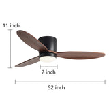 52 Inch Modern Nordic LED Ceiling Fan with Silent Inverter Motor and Adjustable Light