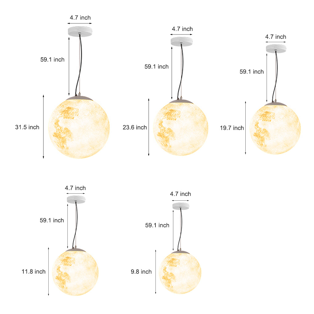 Waterproof Moon Texture Resin Outdoor Pendant Light Landscape Globe Chandelier