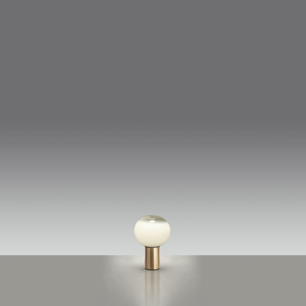 Modern Laguna Spherical Hand Blown Glass Table Lamp with Gold Aluminum Base