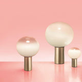 Modern Laguna Spherical Hand Blown Glass Table Lamp with Gold Aluminum Base