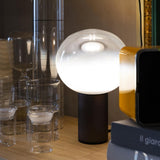 Modern Laguna Spherical Hand Blown Glass Table Lamp with Gold Aluminum Base