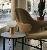Modern Laguna Spherical Hand Blown Glass Table Lamp with Gold Aluminum Base
