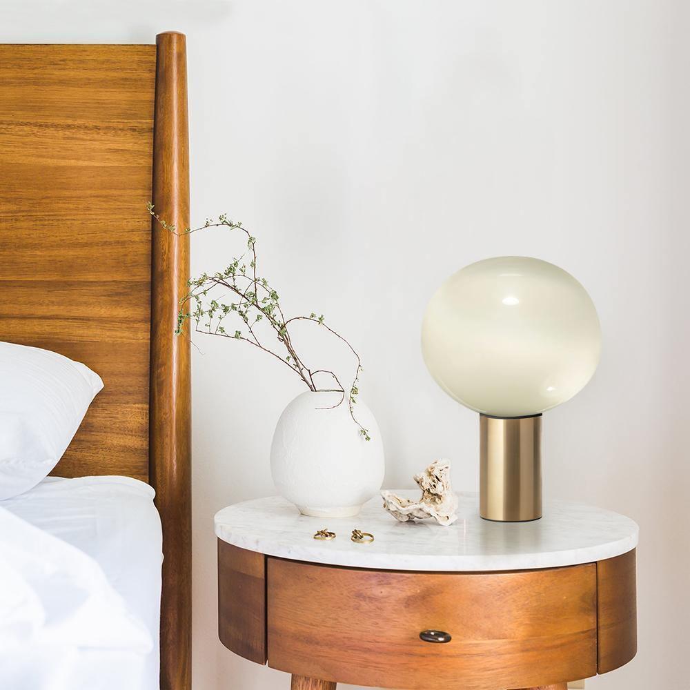 Modern Laguna Spherical Hand Blown Glass Table Lamp with Gold Aluminum Base