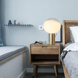 Modern Laguna Spherical Hand Blown Glass Table Lamp with Gold Aluminum Base