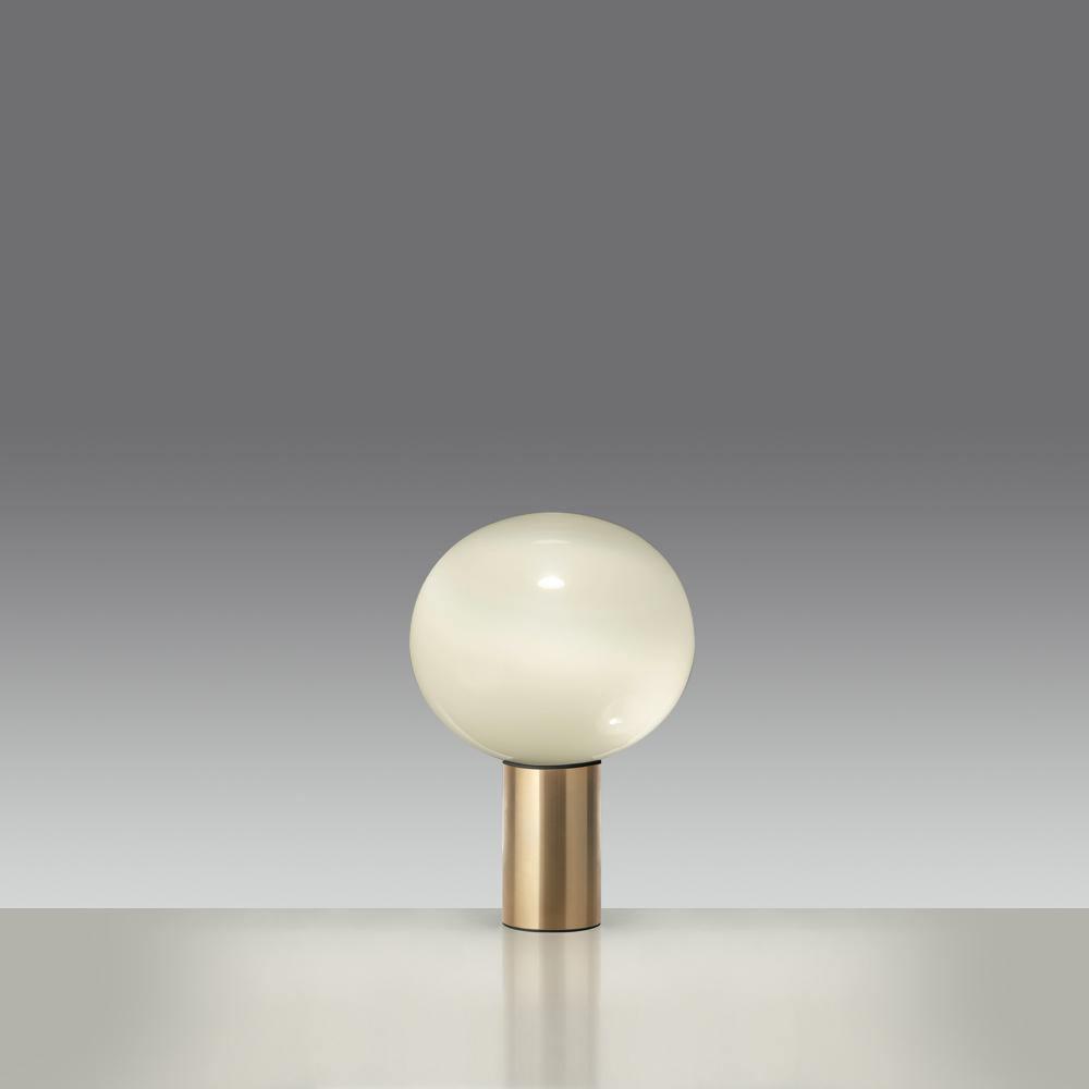Modern Laguna Spherical Hand Blown Glass Table Lamp with Gold Aluminum Base