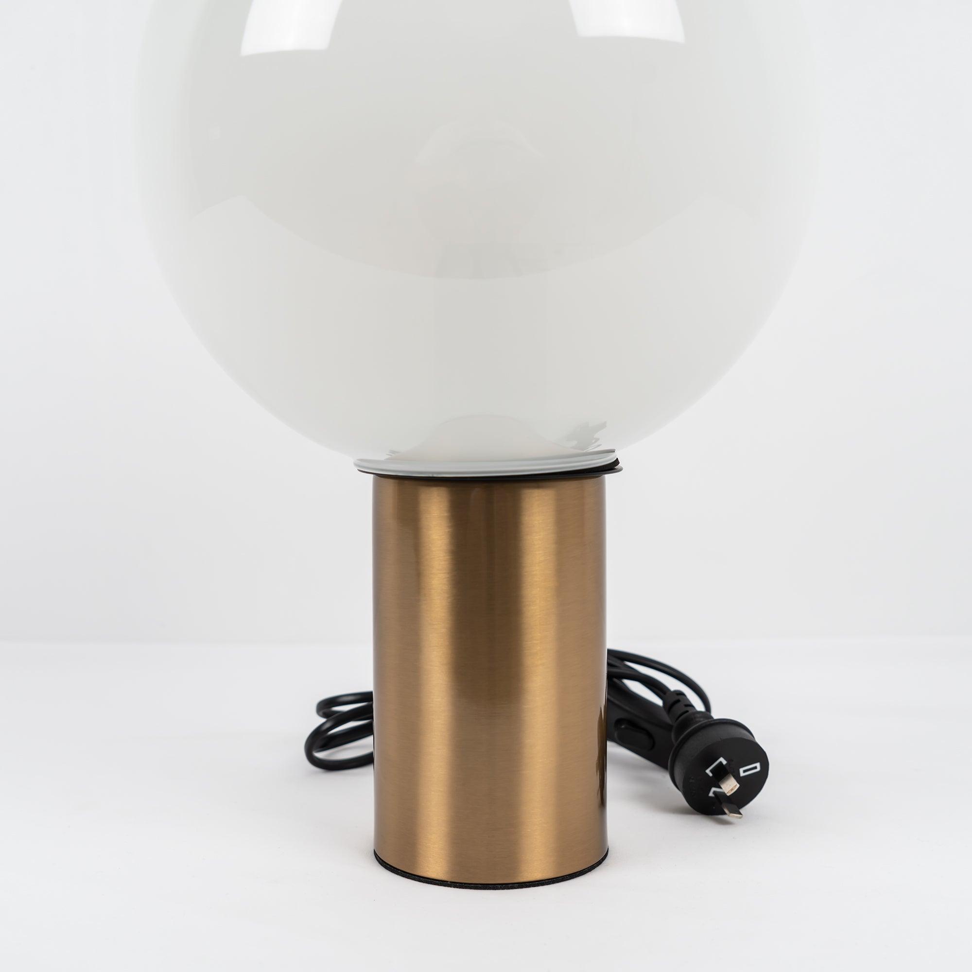 Modern Laguna Spherical Hand Blown Glass Table Lamp with Gold Aluminum Base