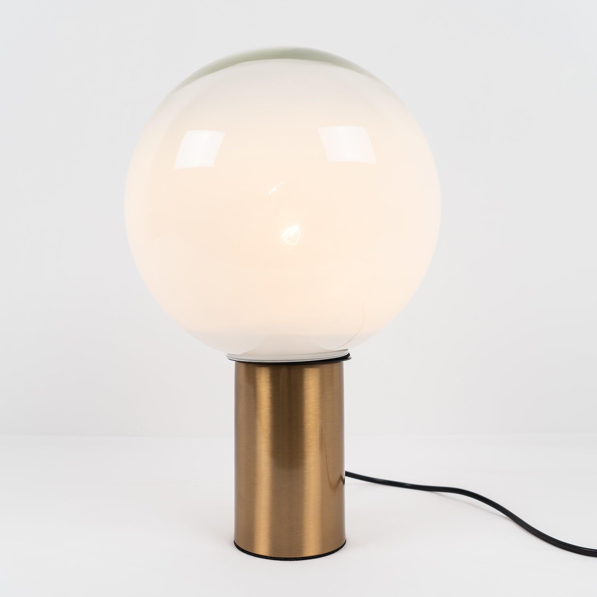 Modern Laguna Spherical Hand Blown Glass Table Lamp with Gold Aluminum Base
