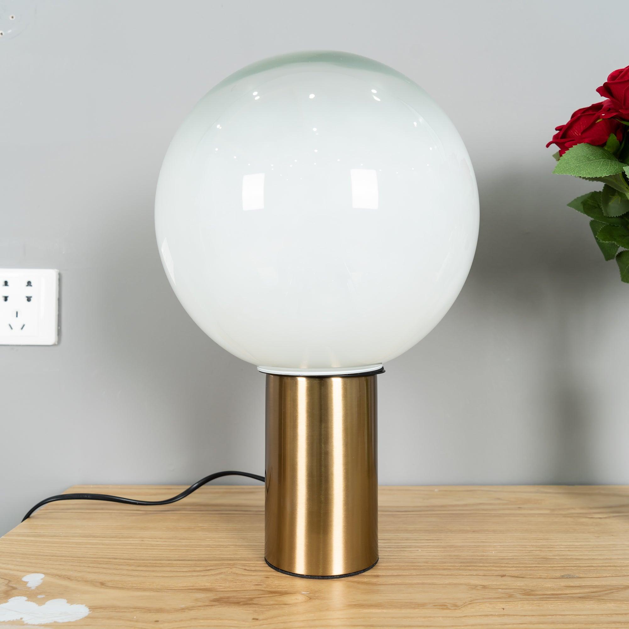 Modern Laguna Spherical Hand Blown Glass Table Lamp with Gold Aluminum Base