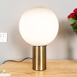 Modern Laguna Spherical Hand Blown Glass Table Lamp with Gold Aluminum Base