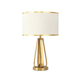 Laila Antique Gold Table Lamp with Ivory Fabric Shade and Curved Metal Base