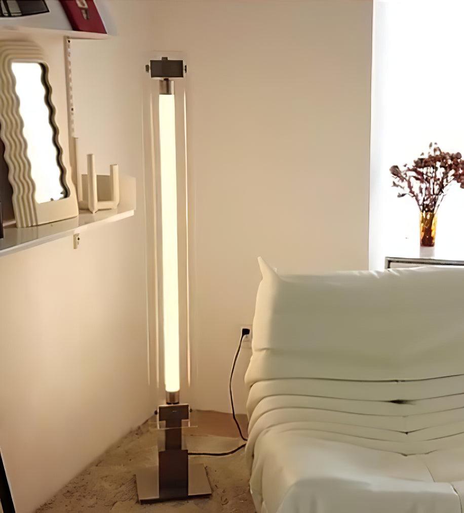 Modern Stainless Steel and Acrylic LED Ambient Floor Lamp with Glass Shade