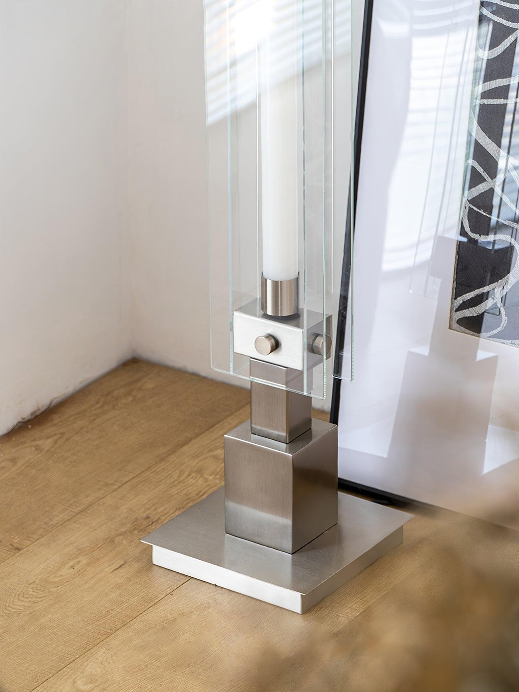 Modern Stainless Steel and Acrylic LED Ambient Floor Lamp with Glass Shade